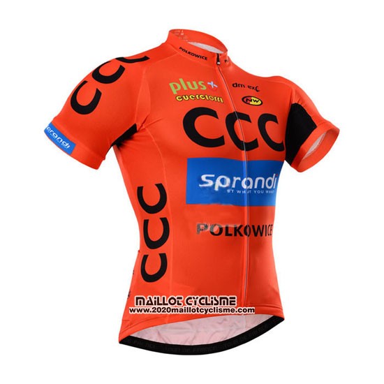 2015 Maillot Ciclismo CCC Noir et Orange Manches Courtes et Cuissard